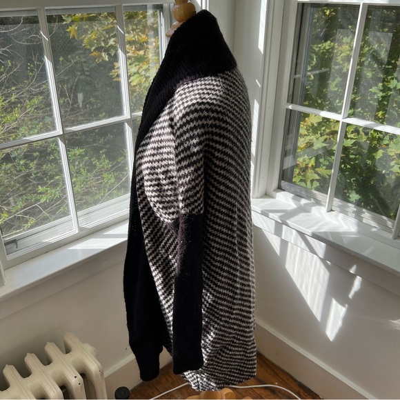 H&M gorgeous cozy long wrap cardigan ribbed shawl collar diagonal striped - Picture 5 of 9